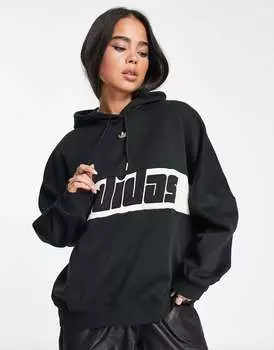 Черная худи в стиле ретро adidas Originals Ski Chic