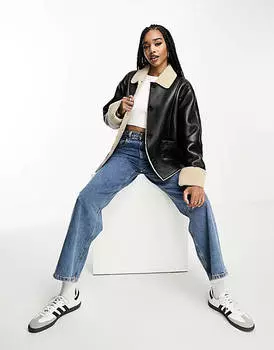 Черная и каменная куртка-борг ASOS DESIGN Tall