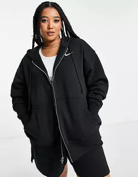Черная и парусная худи большого размера на молнии Nike Plus mini с галочкой