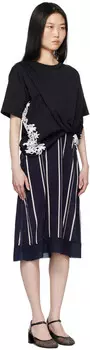 Черная и синяя драпированная футболка-комбинация, платье idi, черное/idnight, многоцветное 3.1 Phillip Lim