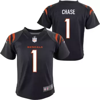 Черная игровая майка Nike Little Kids Cincinnati Bengals Ja'Marr Chase #1