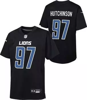 Черная игровая майка Nike Youth Detroit Lions Aidan Hutchinson № 97
