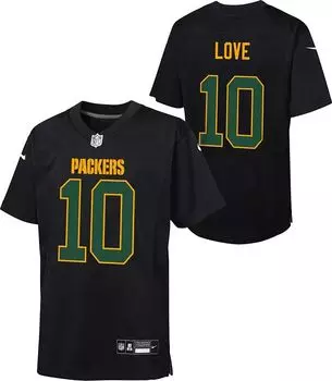 Черная игровая майка Nike Youth Green Bay Packers Jordan Love #10