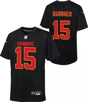 Черная игровая майка Nike Youth Kansas City Chiefs Патрика Махоумса № 15