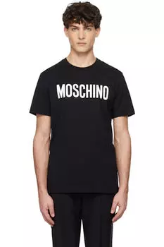 Черная институциональная футболка «Moschino»
