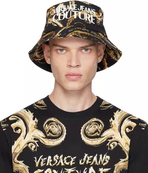 Черная кепка Chromo Couture с логотипом Versace Jeans Couture