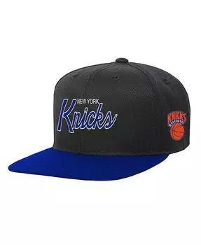 Черная кепка New York Knicks Team Script для мальчиков и девочек Big Snapback Mitchell & Ness, черный