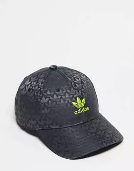 Черная кепка с монограммой в виде трилистника adidas Originals