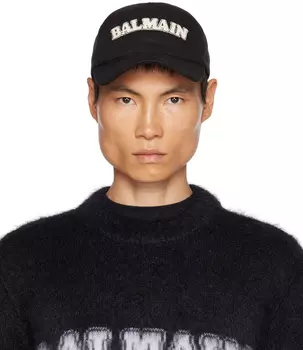 Черная кепка с вышивкой Balmain