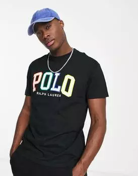 Черная классическая футболка оверсайз с логотипом Polo Ralph Lauren