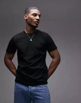 Черная классическая футболка Topman