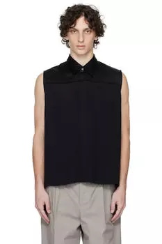 Черная контрастная рубашка без рукавов AMI Paris