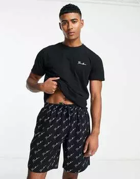Черная короткая пижама с логотипом jo script Threadbare
