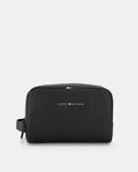Черная косметичка с короткой ручкой и логотипом Tommy Hilfiger, черный