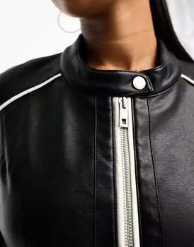 Черная косуха без воротника из искусственной кожи Urbancode