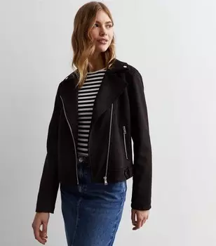 Черная косуха из замши New Look, черный