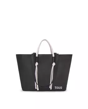 Черная кожаная большая многопозиционная сумка через плечо Lynn Tous, черный