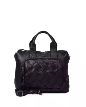 Черная кожаная большая сумка из мытой кожи The Bagging Co