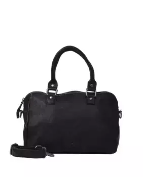 Черная кожаная большая сумка из мытой кожи The Bagging Co