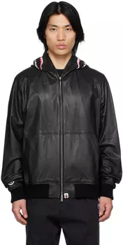 Черная кожаная куртка акулы BAPE