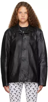 Черная кожаная куртка Moonogram Marine Serre