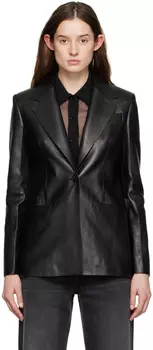 Черная кожаная куртка на одной пуговице Givenchy
