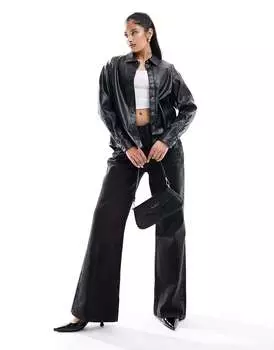 Черная кожаная рубашка Vero Moda