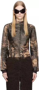 Черная кожаная рваная куртка Acne Studios