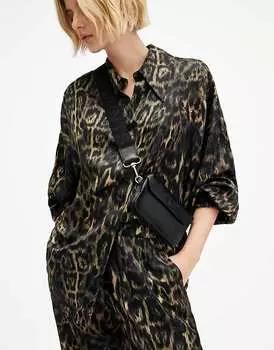 Черная кожаная сумка через плечо All Saints Zoe