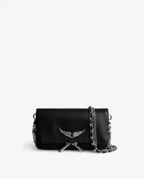Черная кожаная сумка через плечо Mini Rock Nano Swing Your Wings на молнии Zadig & Voltaire