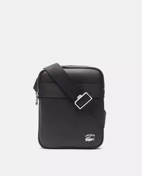 Черная кожаная сумка через плечо на молнии Lacoste, черный