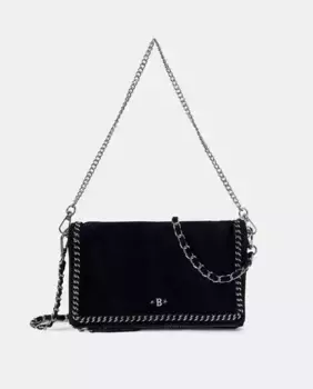 Черная кожаная сумка через плечо с клапаном Brownie
