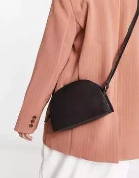 Черная кожаная сумка через плечо в форме полумесяца ASOS