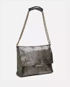 Черная кожаная сумка через плечо XL с металлическими деталями Pieces, черный