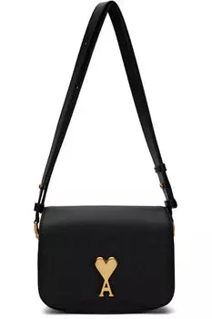 Черная кожаная сумка Paris Paris AMI Paris