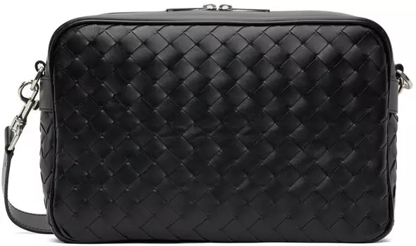 Черная кожаная сумка почтальона Bottega Veneta