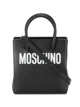 Черная кожаная сумка с логотипом Moschino, черный