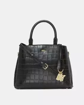 Черная кожаная сумочка DKNY, черный