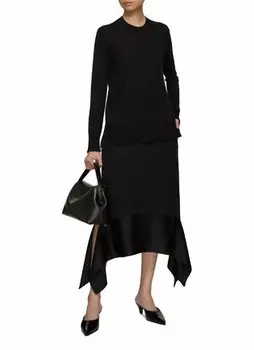 Черная креповая юбка с атласным поясом TOTEME, черный