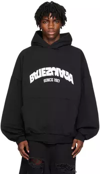 Черная круглая толстовка с откидной спинкой Balenciaga
