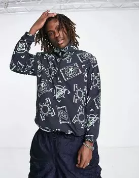 Черная куртка adidas Originals Adventure с принтами по всей поверхности и полумолнией