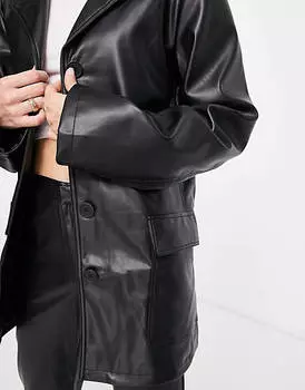 Черная куртка-бойфренд из искусственной кожи ASOS DESIGN Tall