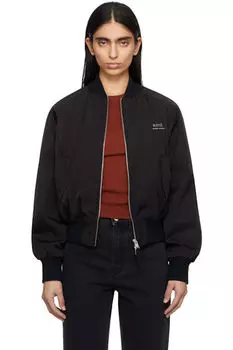 Черная куртка-бомбер из твила AMI Paris