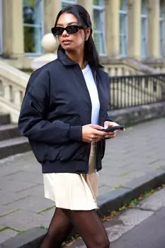 Черная куртка-бомбер оверсайз QUIZ Clothing