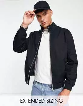 Черная куртка Харрингтон с воротником-воронкой ASOS DESIGN