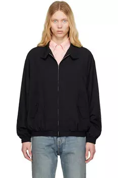 Черная куртка на молнии из супертонкой тропической шерсти AURALEE