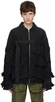 Черная куртка, окрашенная в готовую одежду Dries Van Noten