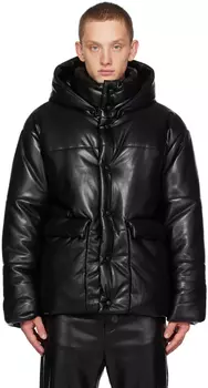 Черная куртка-пуховик Nanushka из искусственной кожи