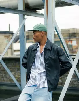 Черная куртка-рубашка из искусственной кожи Topman