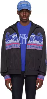 Черная куртка с анималистичным принтом Versace Jeans Couture